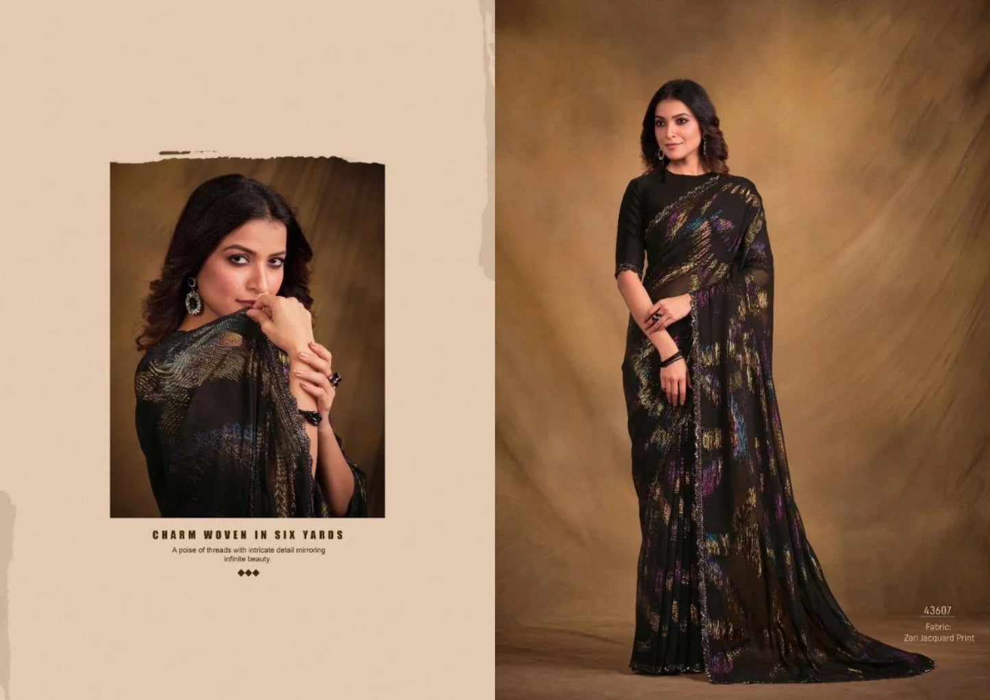 Jacquard Zari Print With Hand Work Designer Wedding Saree Available At Royal Export