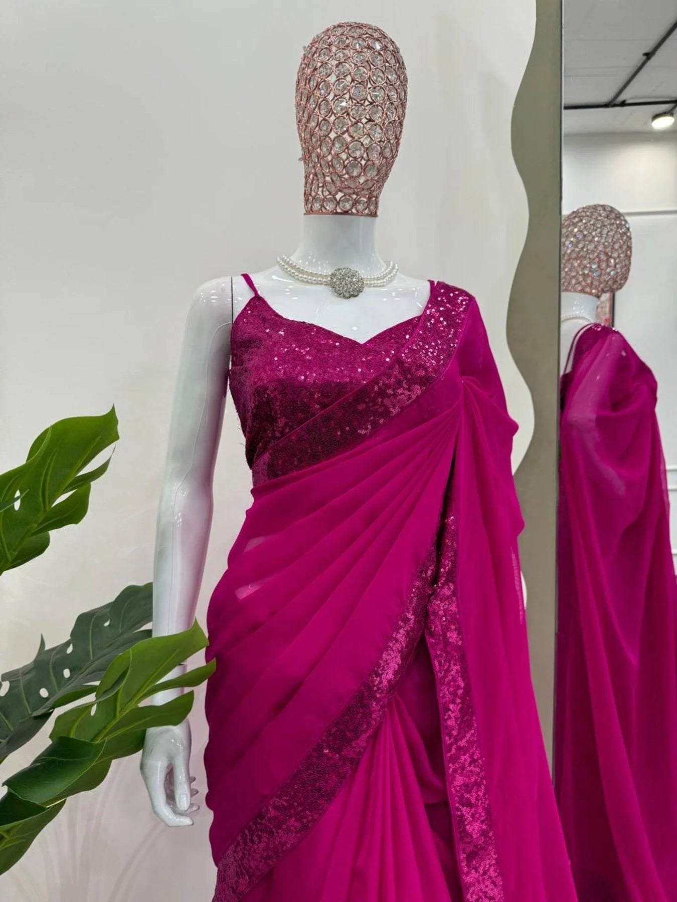 Party Wear Tibby Silk Silk Saree With Sequence Work