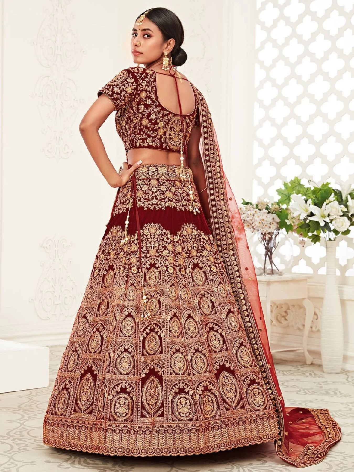 Designer Bridal Lehenga from Surat 2025 Velvet Collection with Intricate Sequins Zari Embroidery