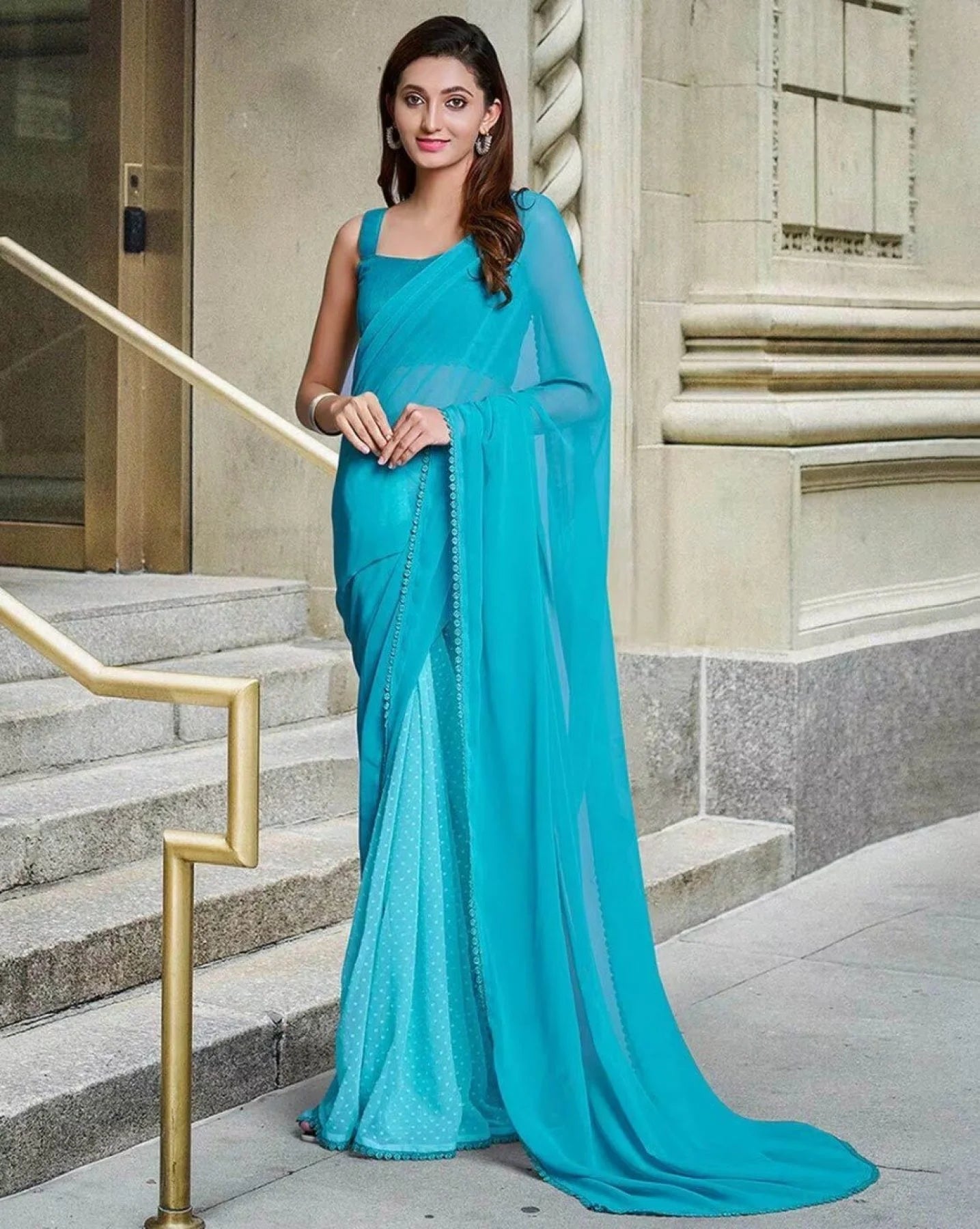 Alia SkyBlue Georgette Saree Collection