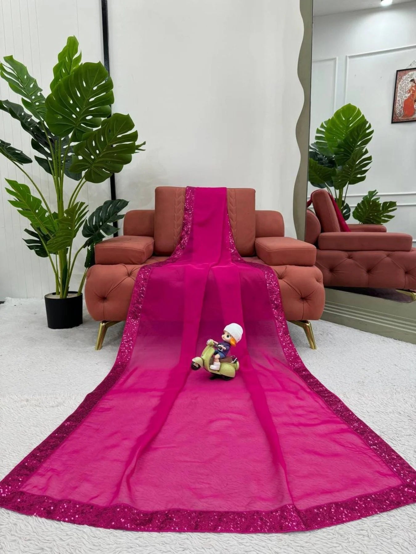 Party Wear Tibby Silk Silk Saree With Sequence Work