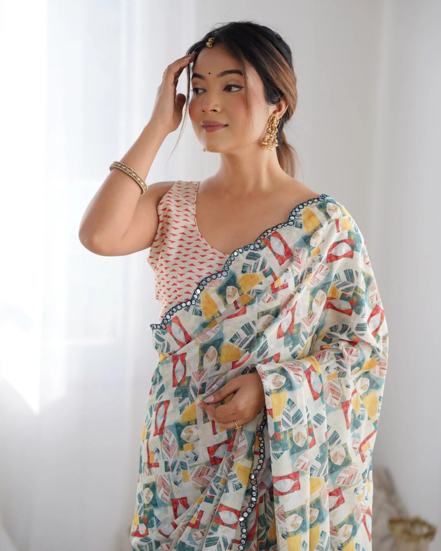 New Arrival Chinon Saree with Mirror Lace Party Wear for Online Sellers