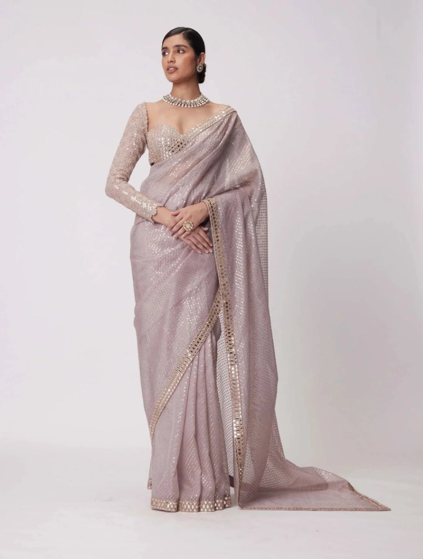 Exclusive Faux Georgette Mirror Work Saree for Weddings Parties