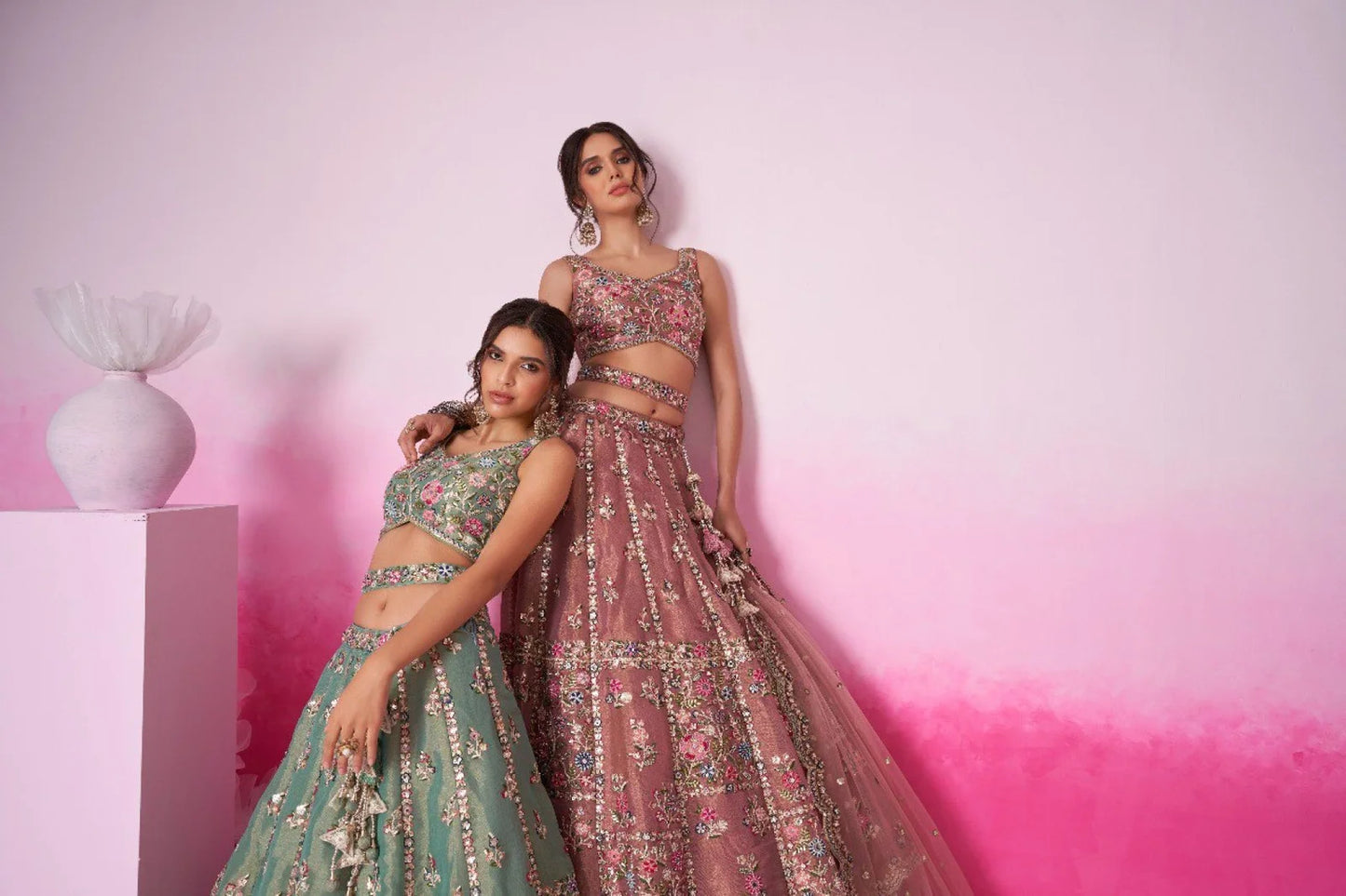 Rose Pink Net Embroidered and Sequin Bridal Lehenga Colletion For Resaller for Weddings