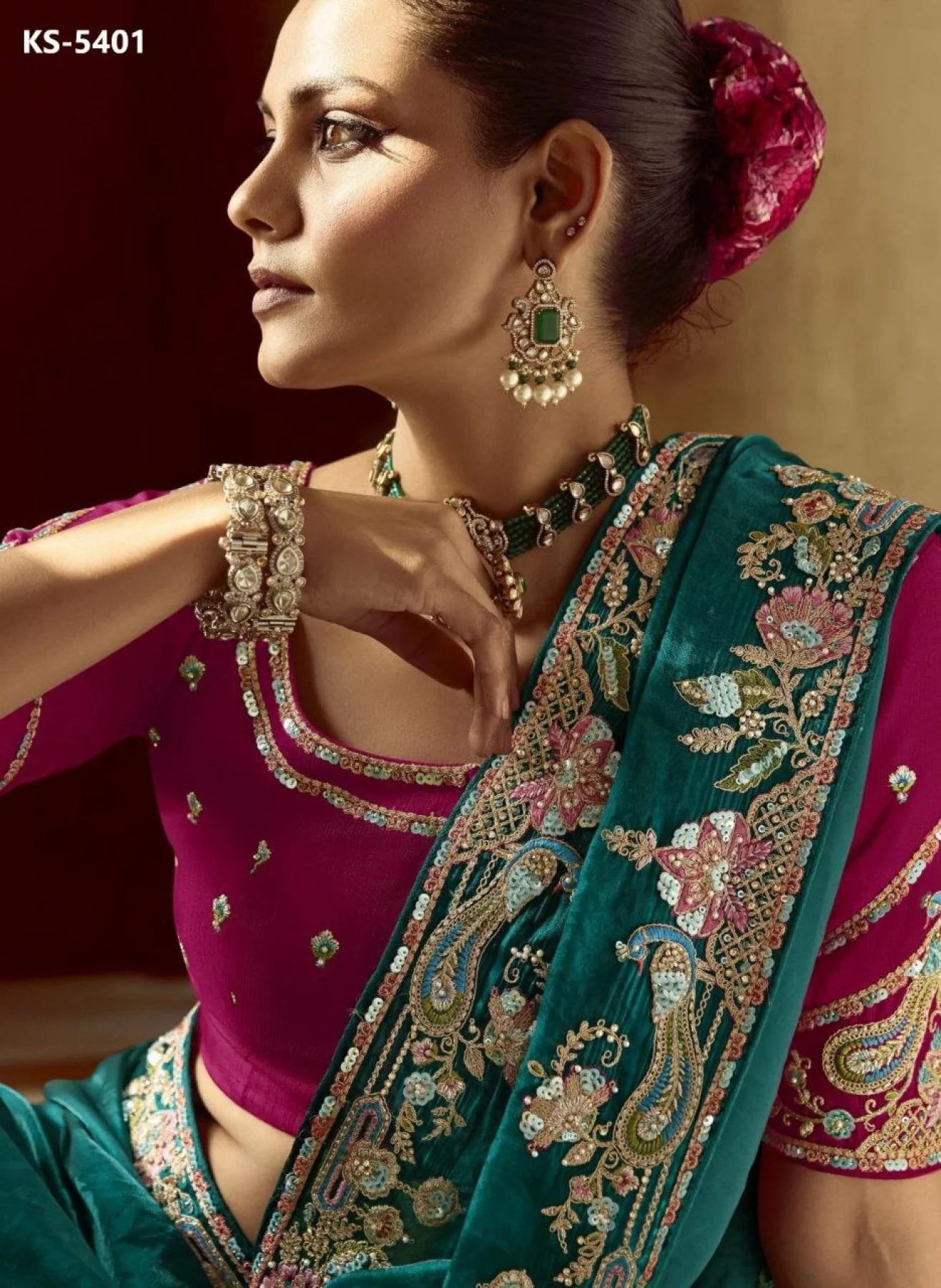 Designer Crush Silk Saree with Embellished Contrast Blouse Piece Festive Special Collection