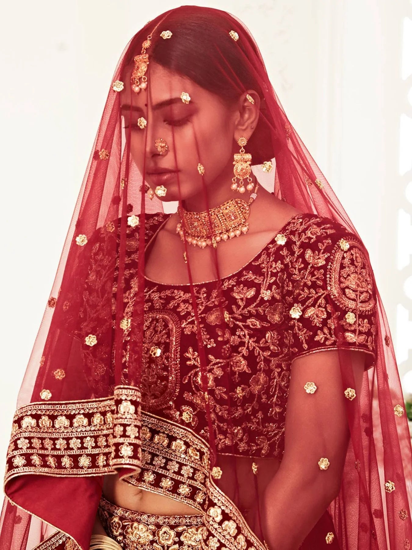 Designer Bridal Lehenga from Surat 2025 Velvet Collection with Intricate Sequins Zari Embroidery