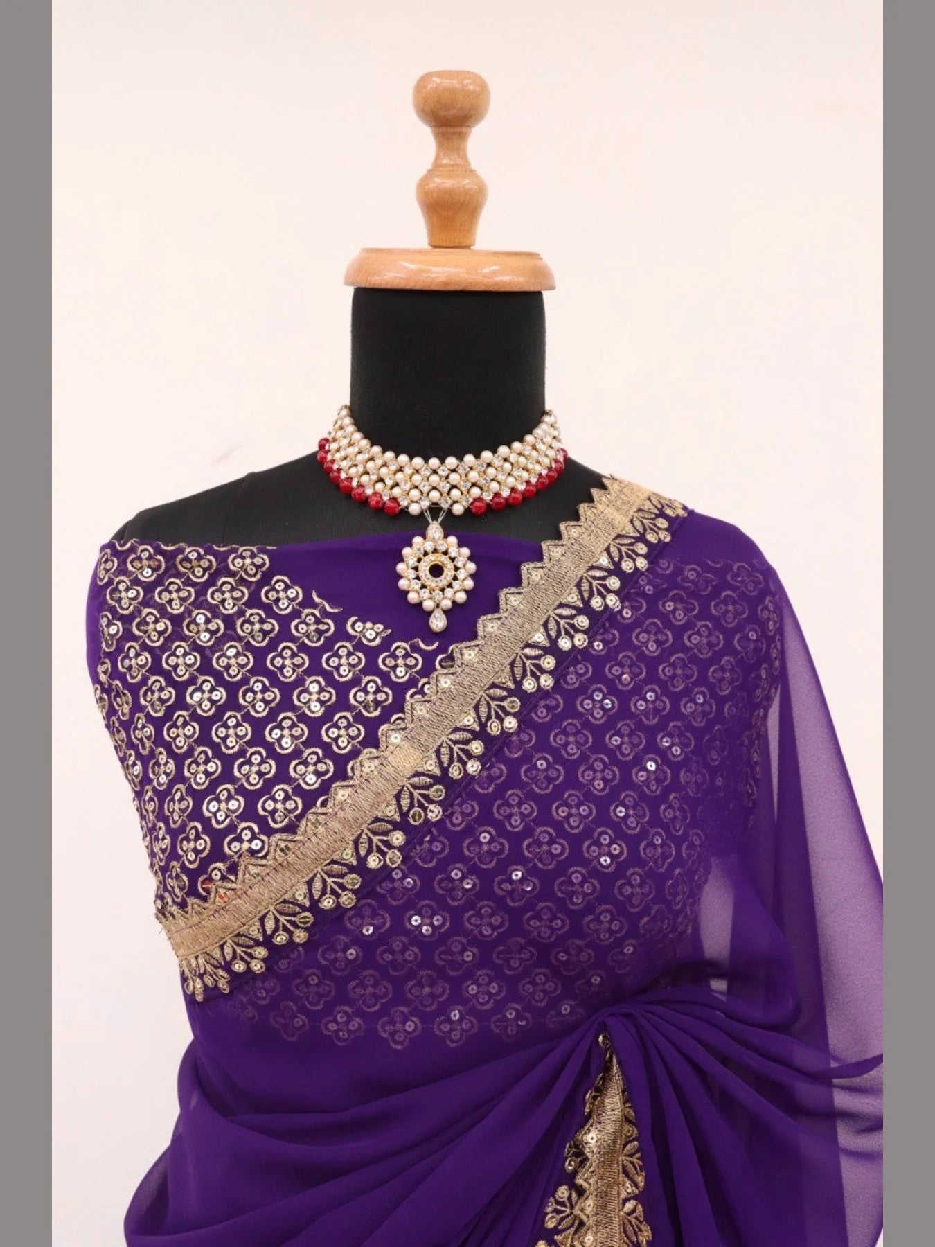 Presenting Heavy Faux Georgette Saree With Sequence Work