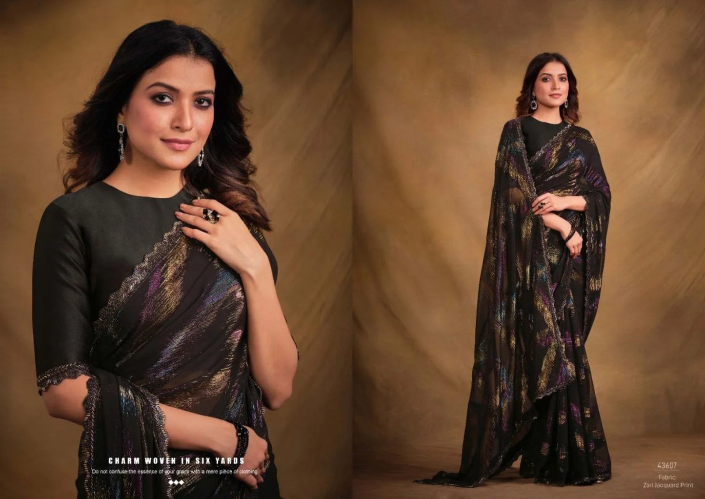 Jacquard Zari Print With Hand Work Designer Wedding Saree Available At Royal Export