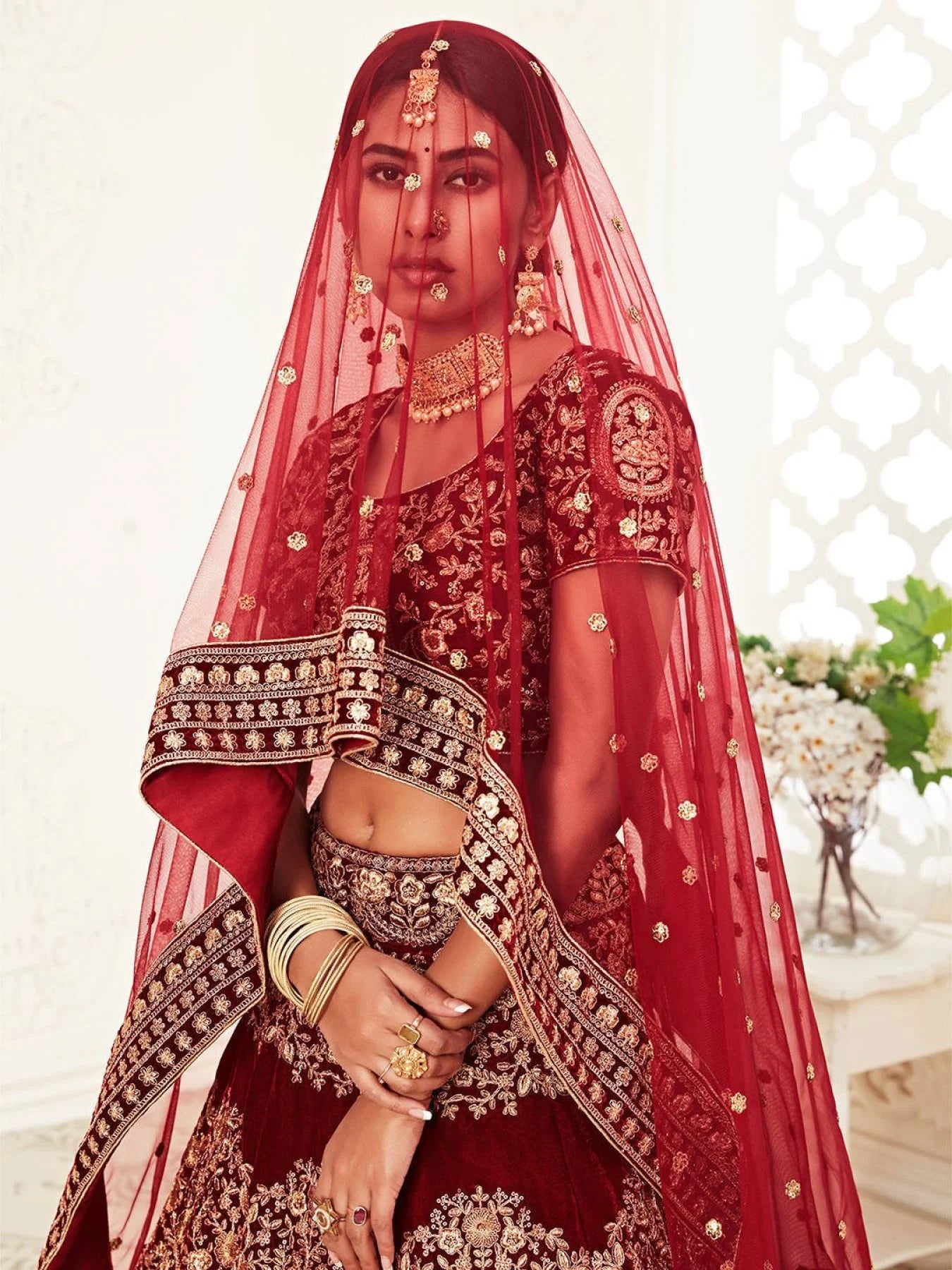 Designer Bridal Lehenga from Surat 2025 Velvet Collection with Intricate Sequins Zari Embroidery