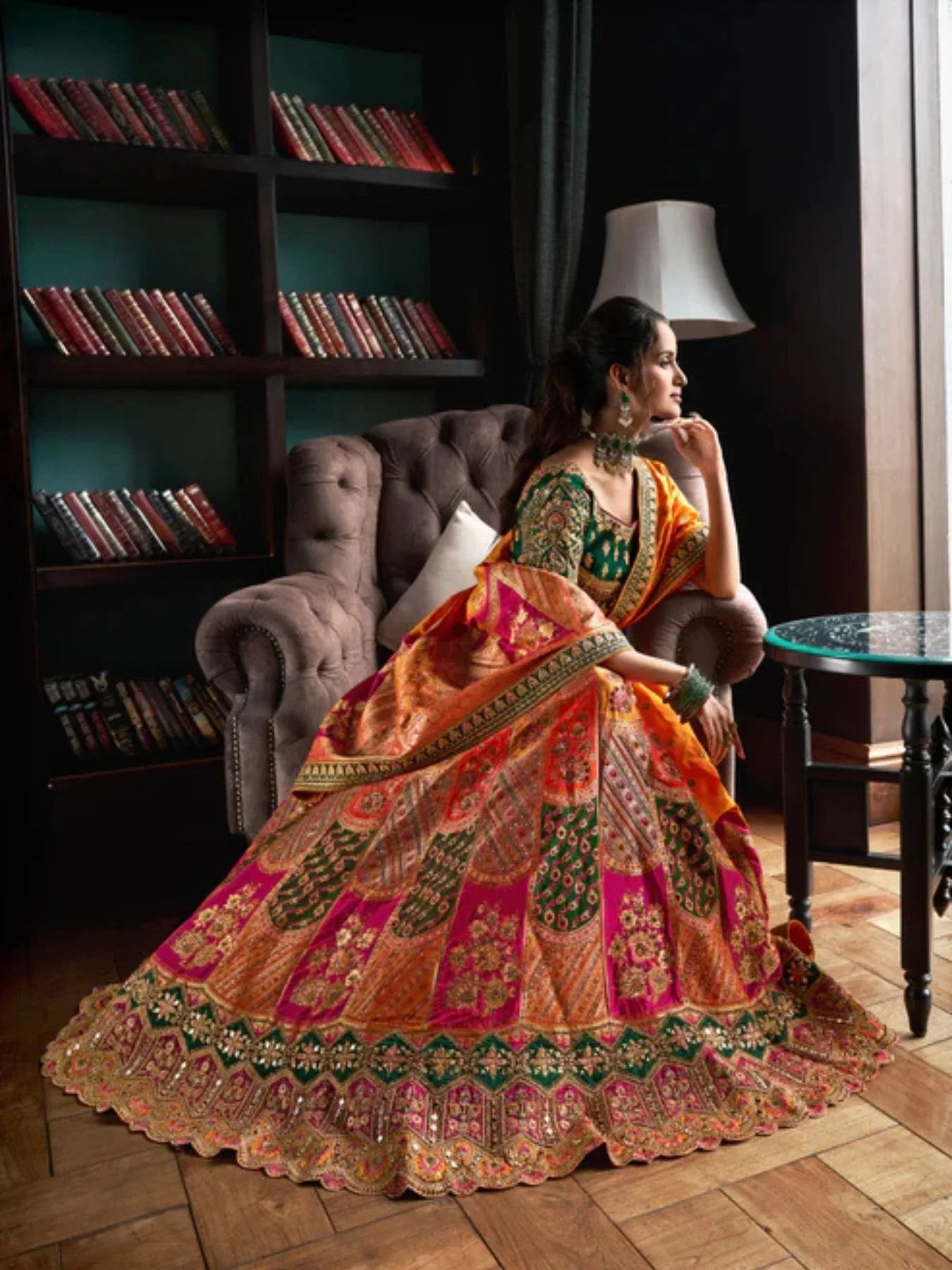 2025 Indian Designer Bridal Lehenga Choli in Rich Banarasi Silk Perfect for Weddings