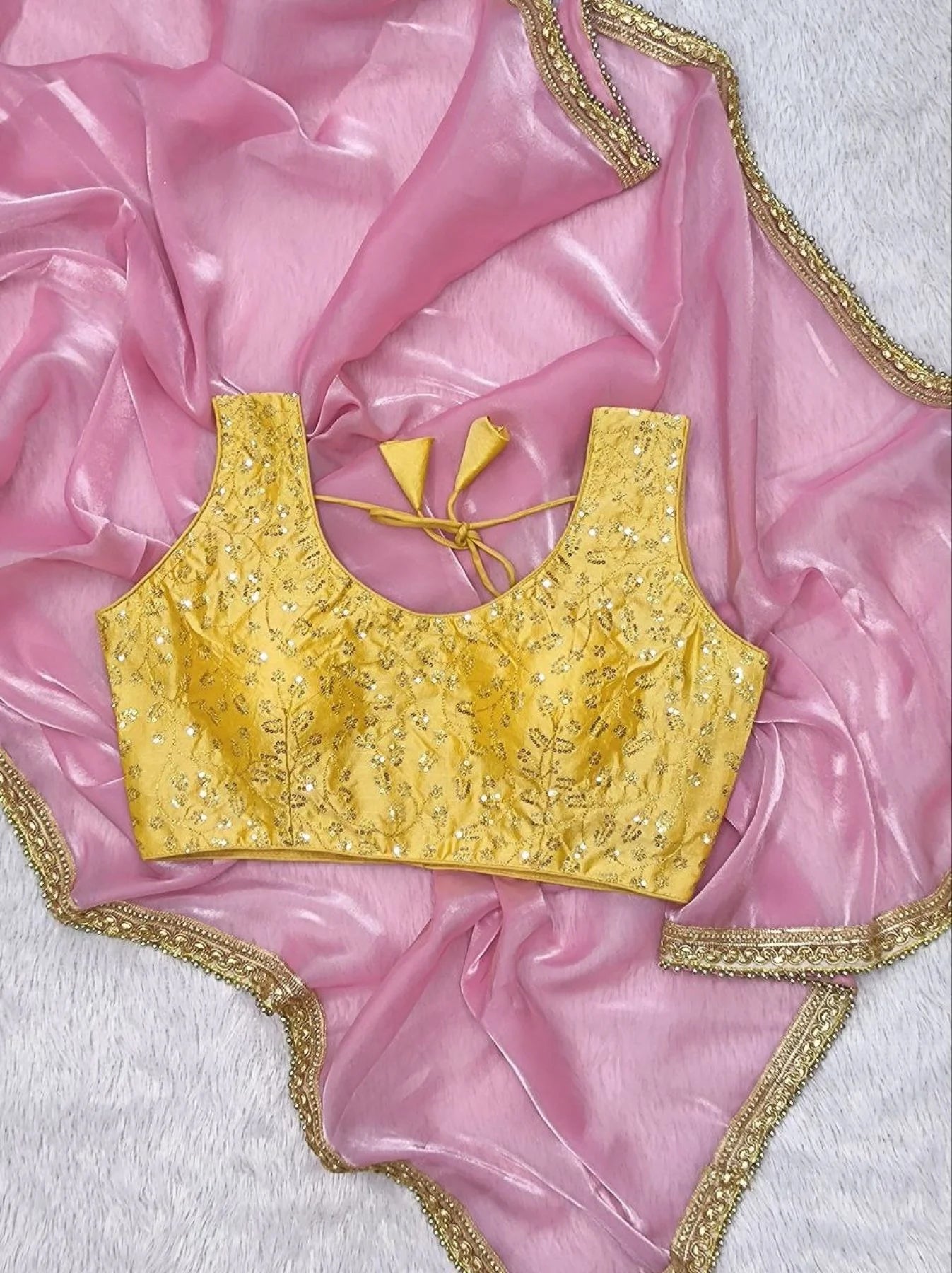 Soft Jimmy Chuu With Lace Border Saree