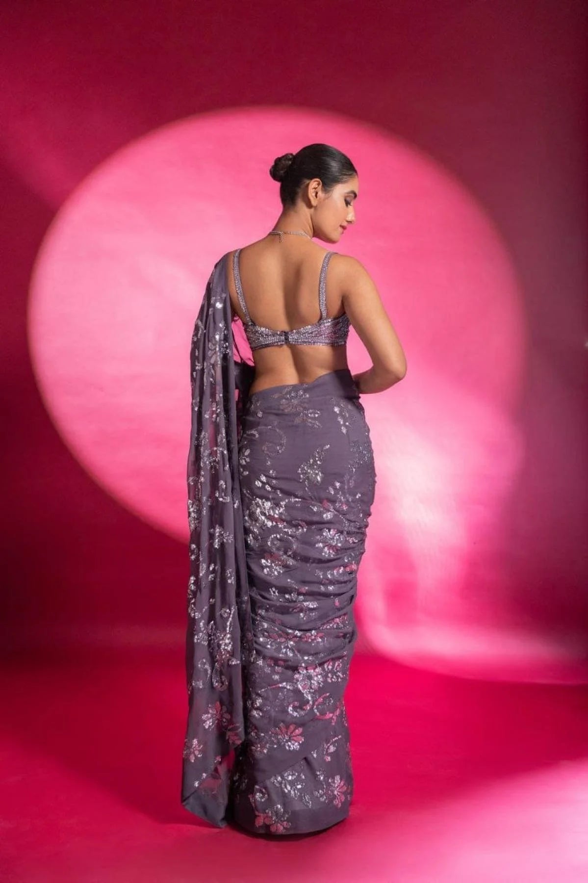 Party Wear Georgette Saree with Heavy Embroidery Sequence Work