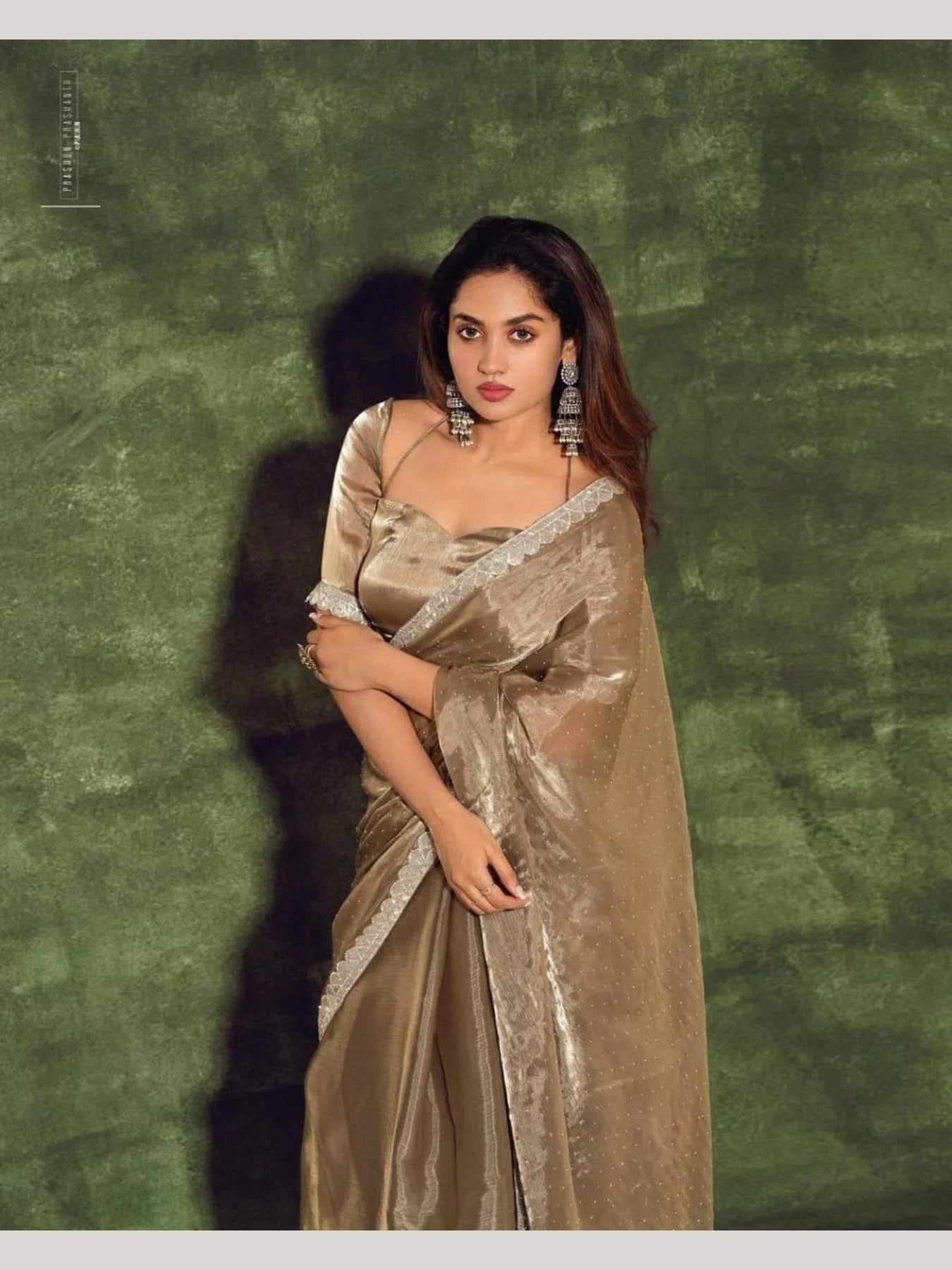 Designers Nude Brown Soft Jimmy chu silk Saree