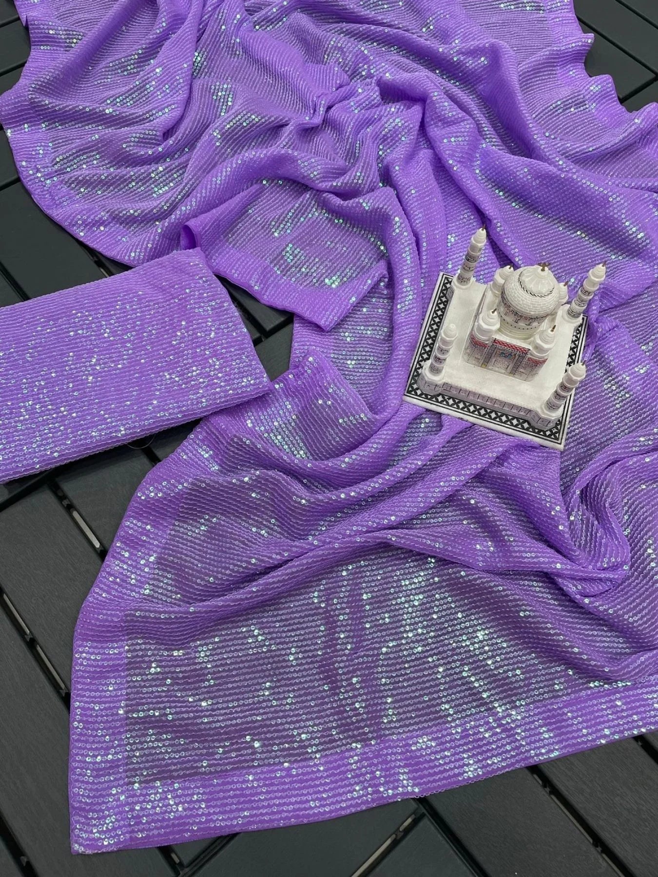 Launching New Superhit Rainbow Color Sequins Embroidered Work Saree