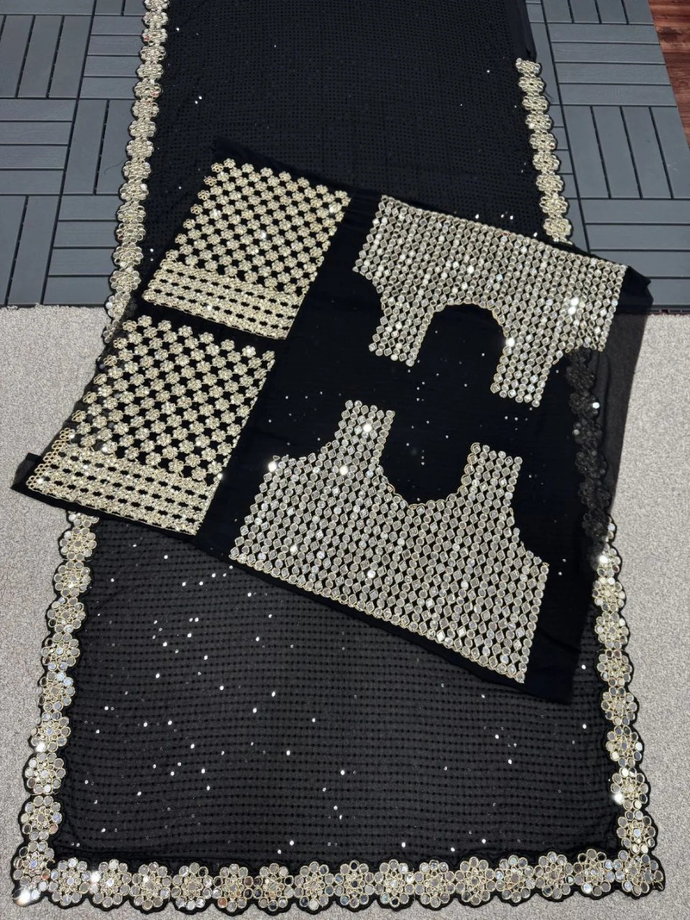 Block Buster Bollywood Black Saree with Heavy Embroidery Work