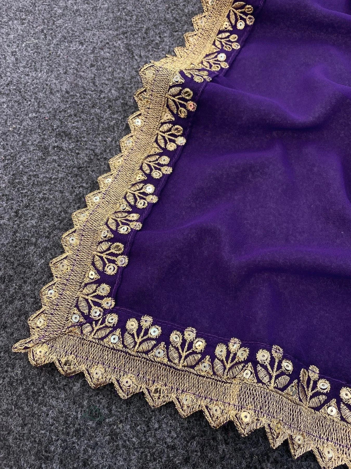 Presenting Heavy Faux Georgette Saree With Sequence Work