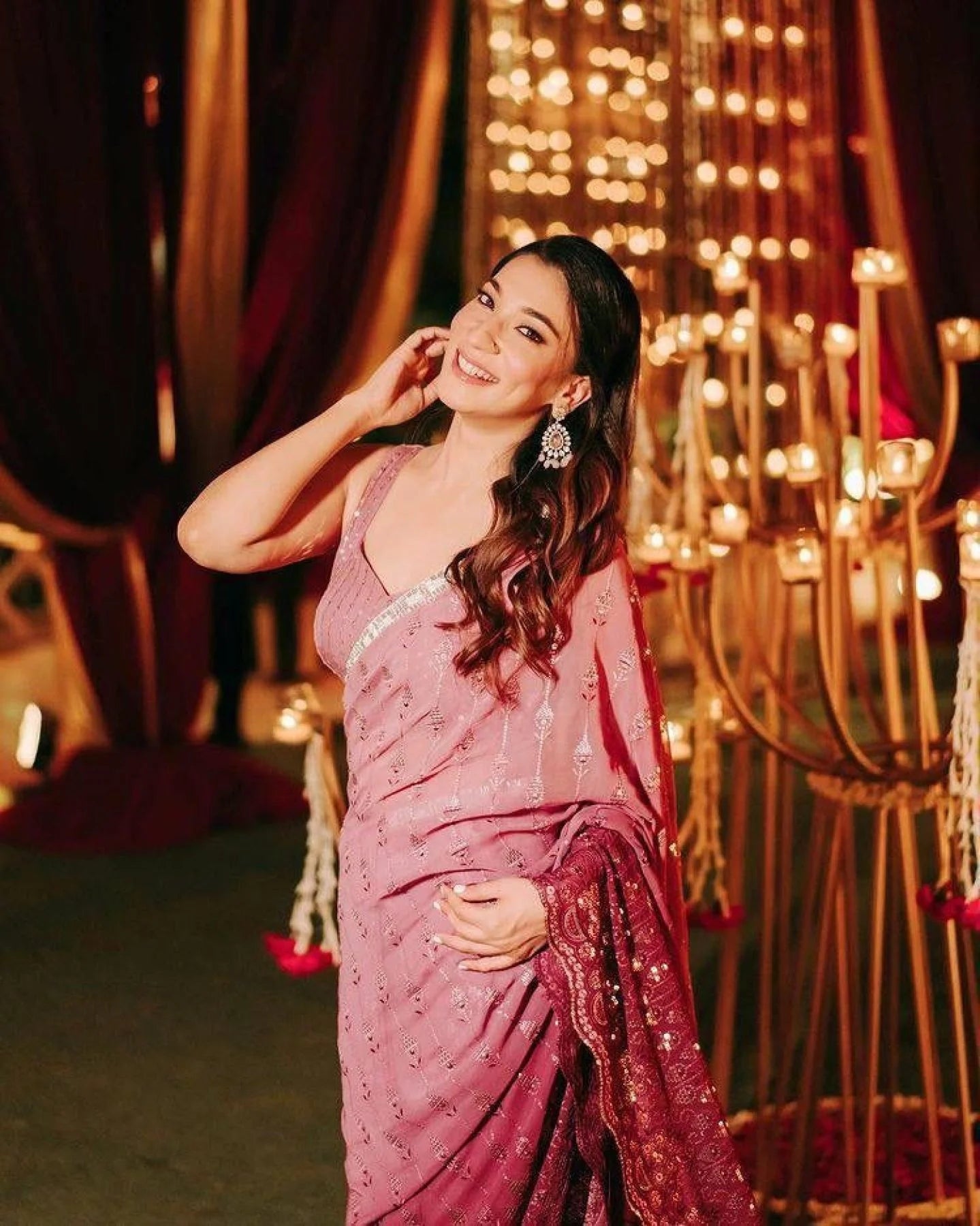 Bollywood Style Georgette Saree With Sequence Embroidered Work
