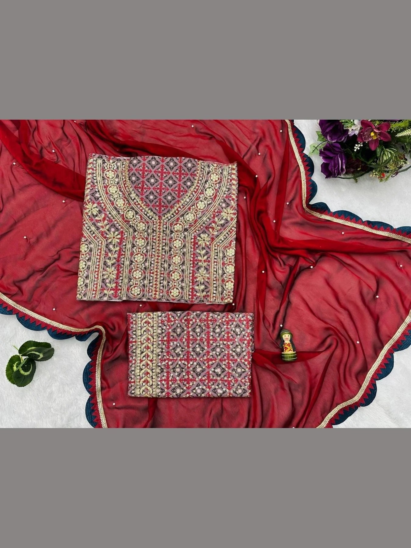 Buy Blomming Rangoli Saree With Embroidery Work