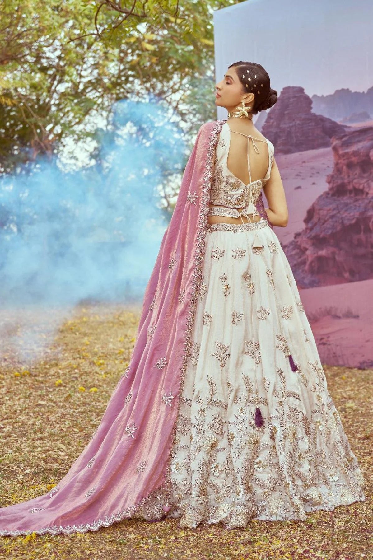 Premium Cream Viscose Lehenga Set with Embroidery Clothing Wholesaler Textile Exporter and Wholesale Designer Wear