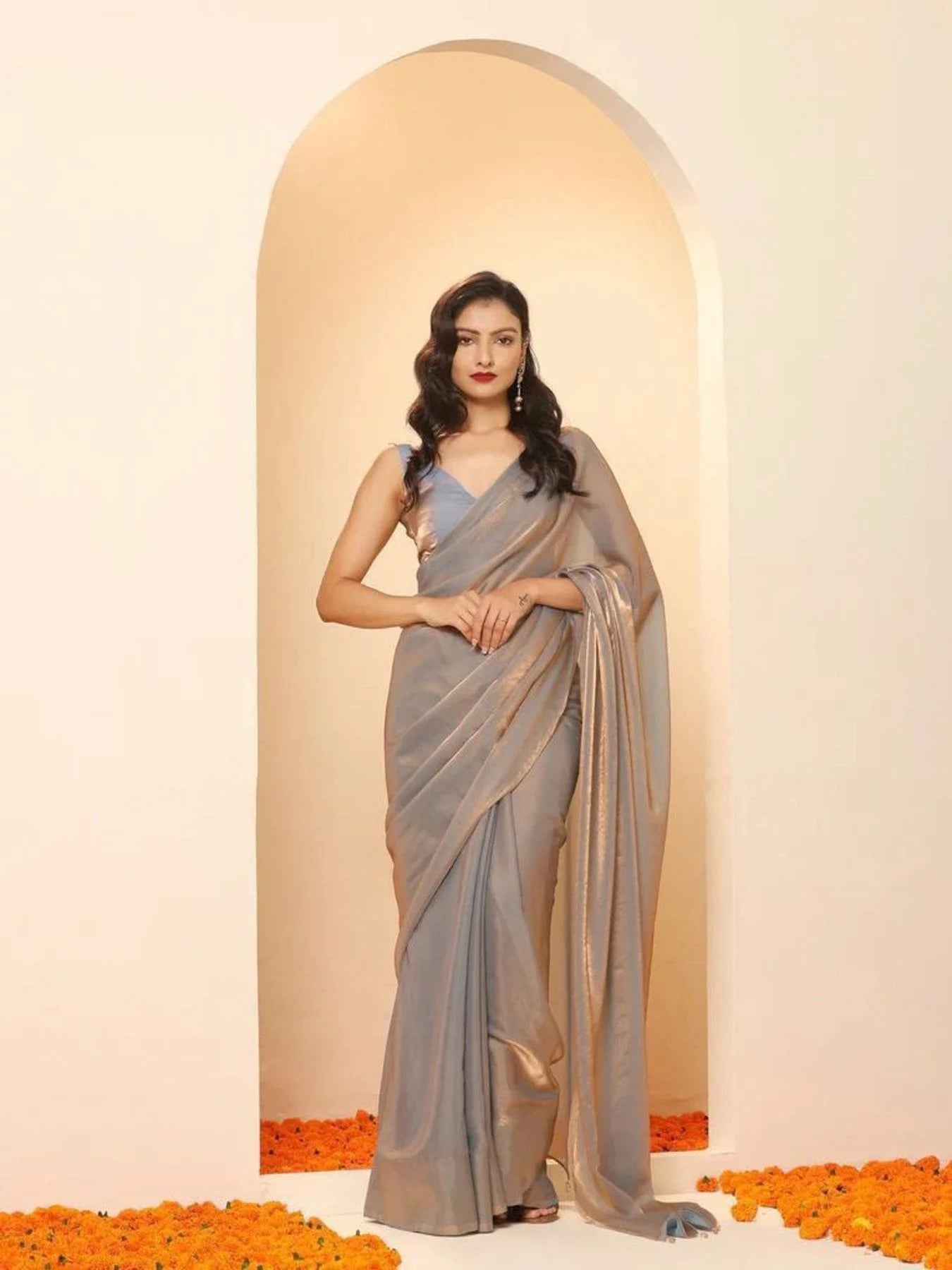 Special Golden Shaded Party Wear Saree
