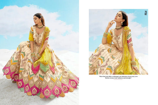 Cream Color Embroidered Wedding Lehenga Choli With Dupatta