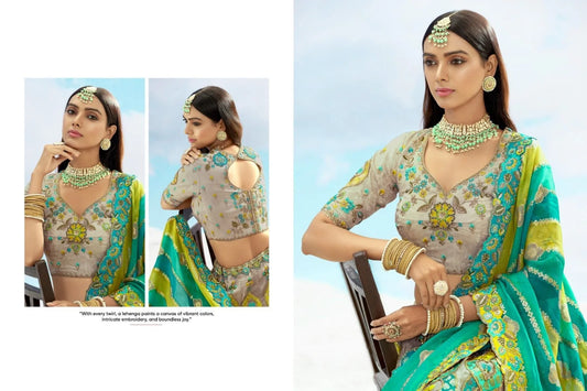 Fancy Silk Wedding Wear Lehenga in Multi Color With Embroidery work
