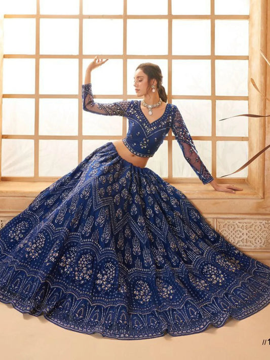Gorgeous Net Bridal Lehenga with Corded Detailing Designer Collection at Best Price