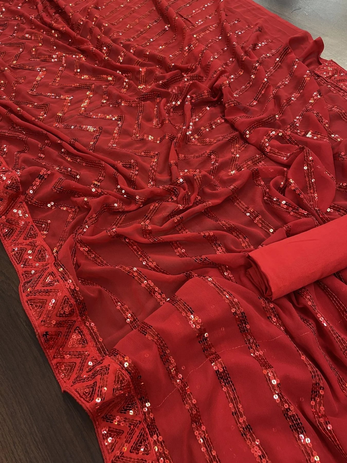 Party Wear Red Saree With Blouse Indian Sabyasachi Saree