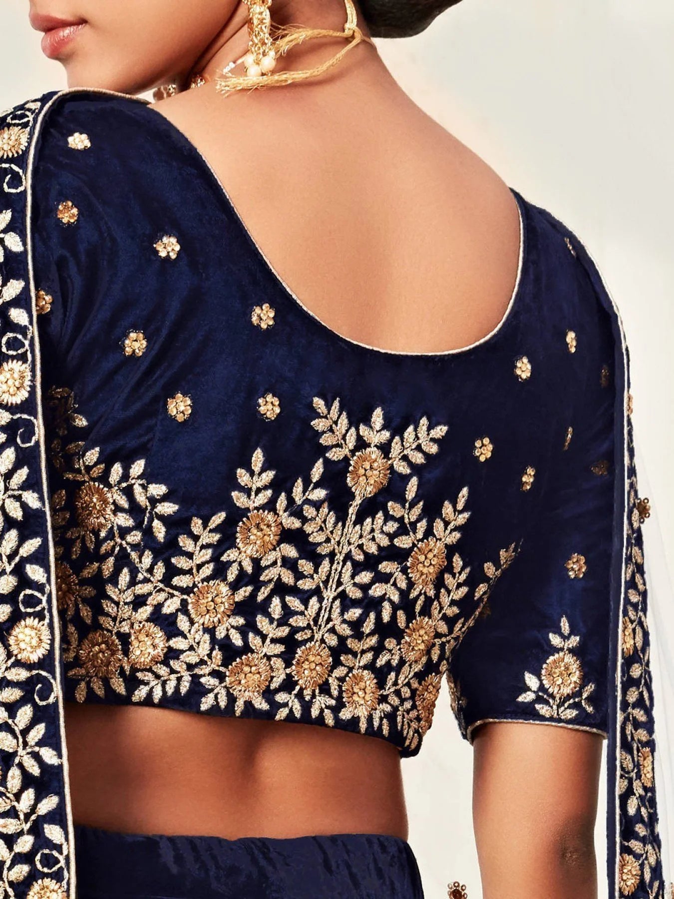 Luxury Navy Blue Velvet Lehenga Choli with Zari Diamond Work Best Offer from Manufacturer at Wholesale Price