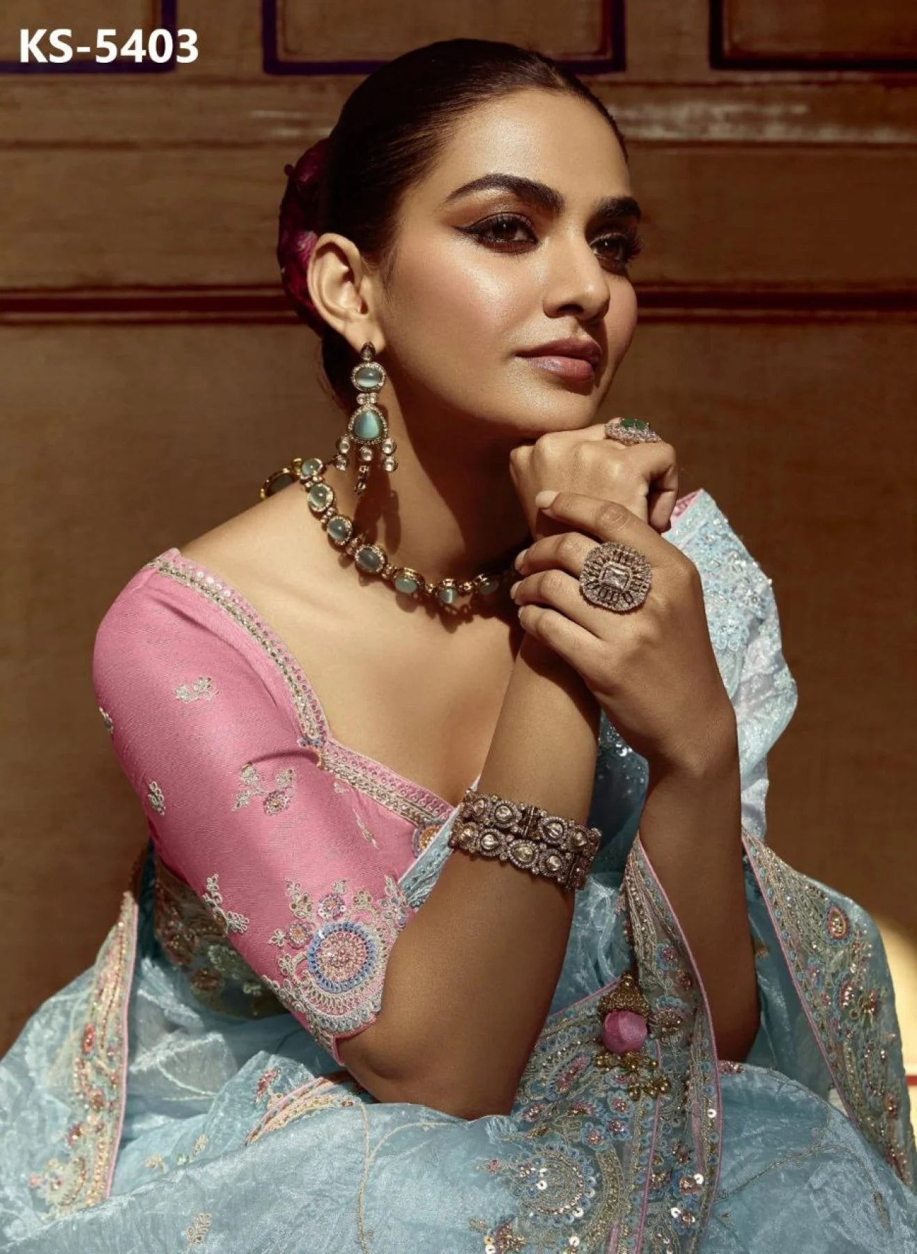 Gleam Grace Designer Silk Saree with Crafted Embellished Blouse Wholesaler