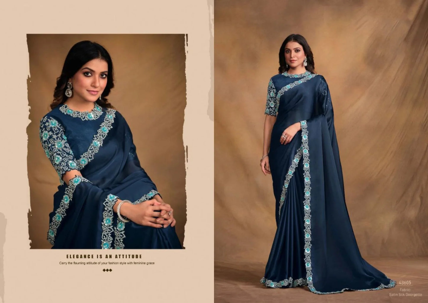 Satin Silk Heavy Cording Work Wedding Bridal Saree Available by Surat Wholesaler