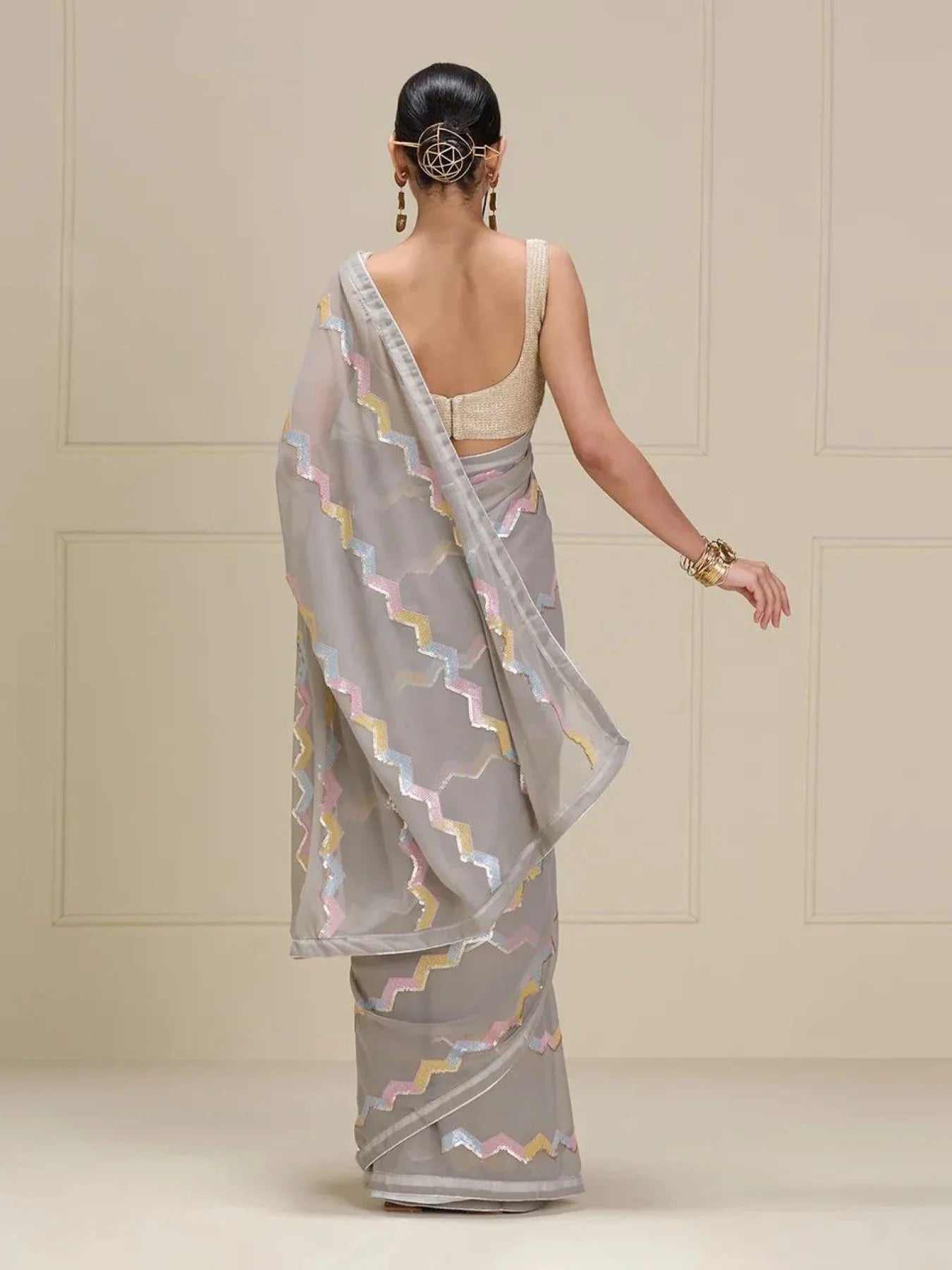Georgette Multi sequence work Saree