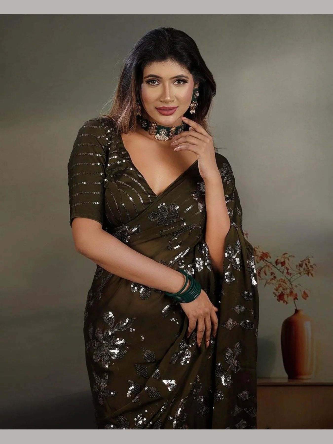 Bollywood Sequins Heavy Rangoli Silk Sareee With Embrodery Work