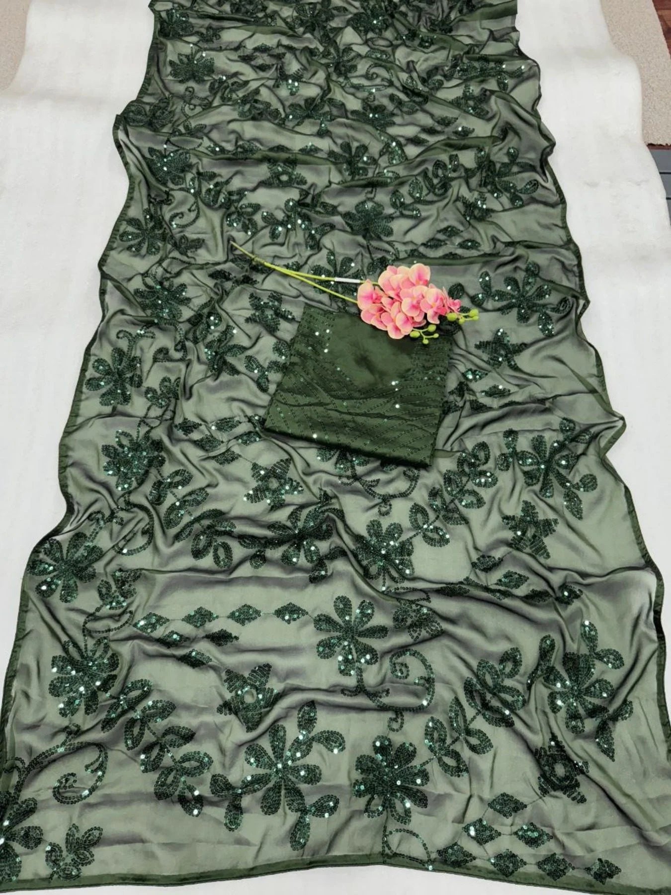 Bollywood Sequins Heavy Rangoli Silk Sareee With Embrodery Work