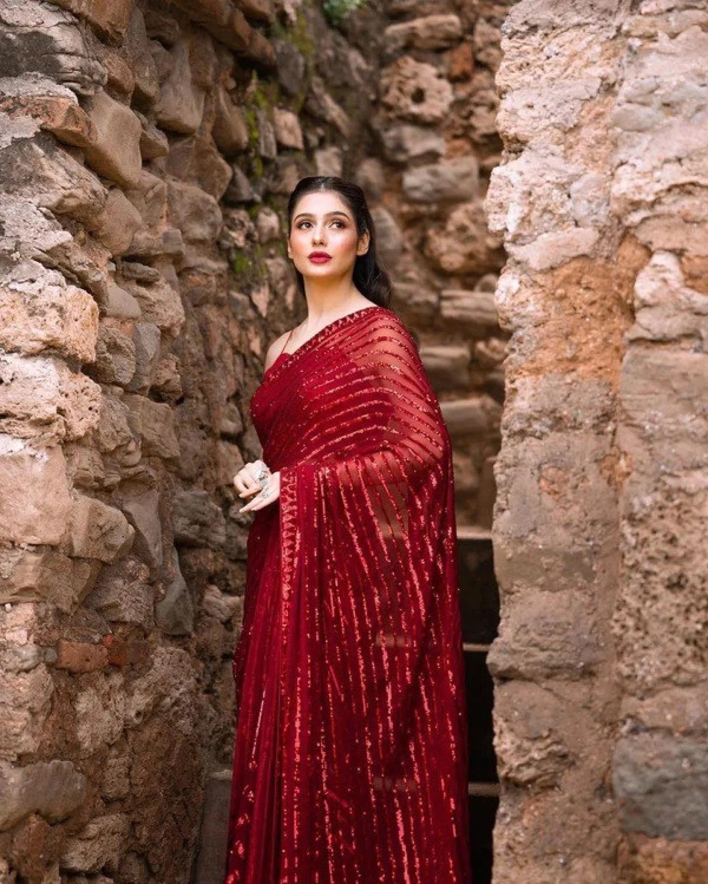 Party Wear Red Saree With Blouse Indian Sabyasachi Saree