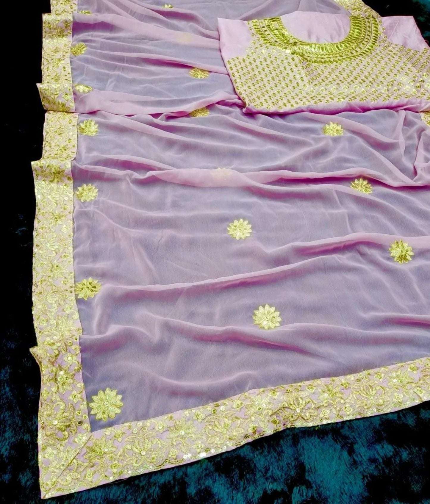 BollyWood Embroidery And Sequence Work Georgette Saree