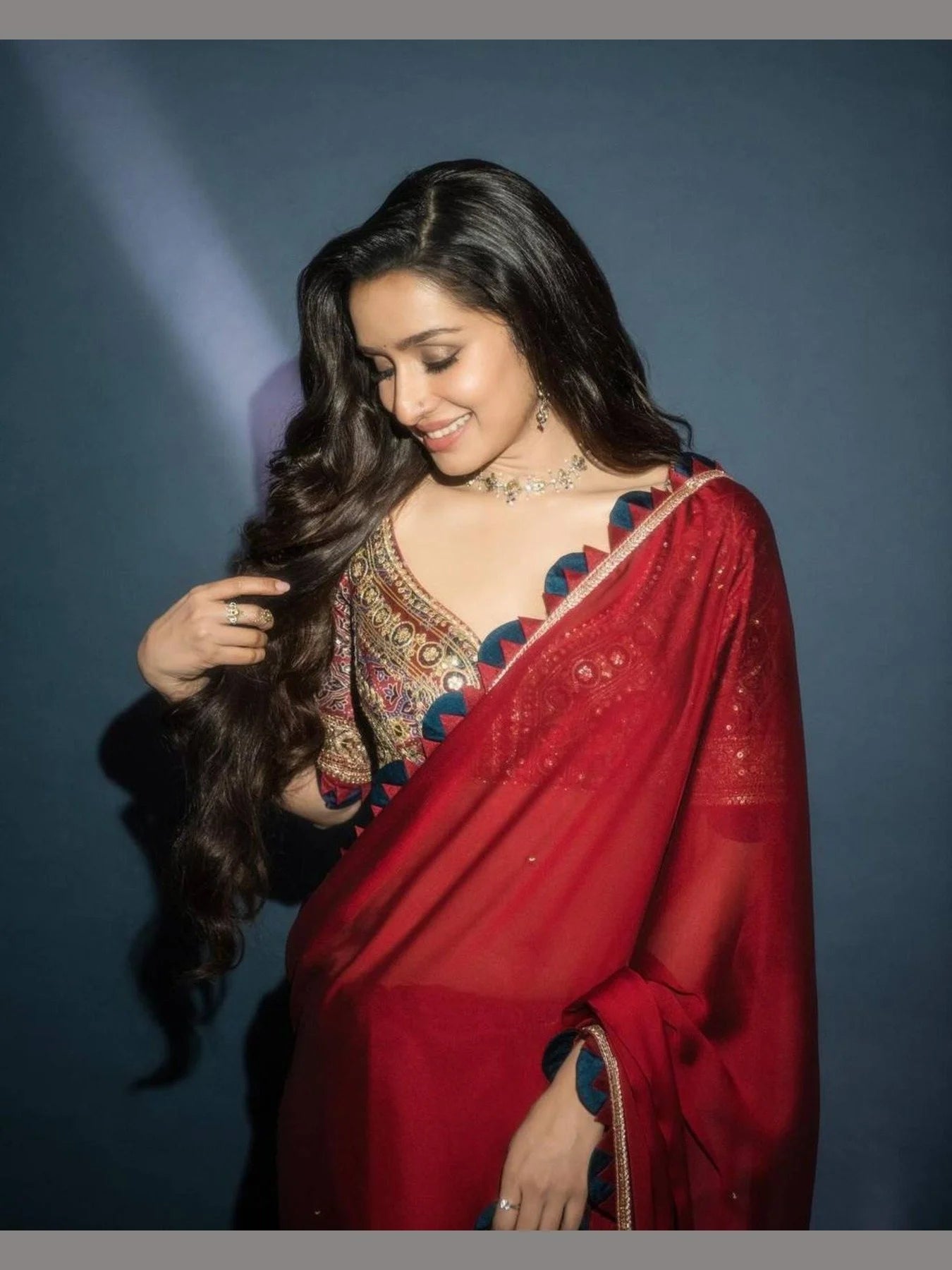 Buy Blomming Rangoli Saree With Embroidery Work