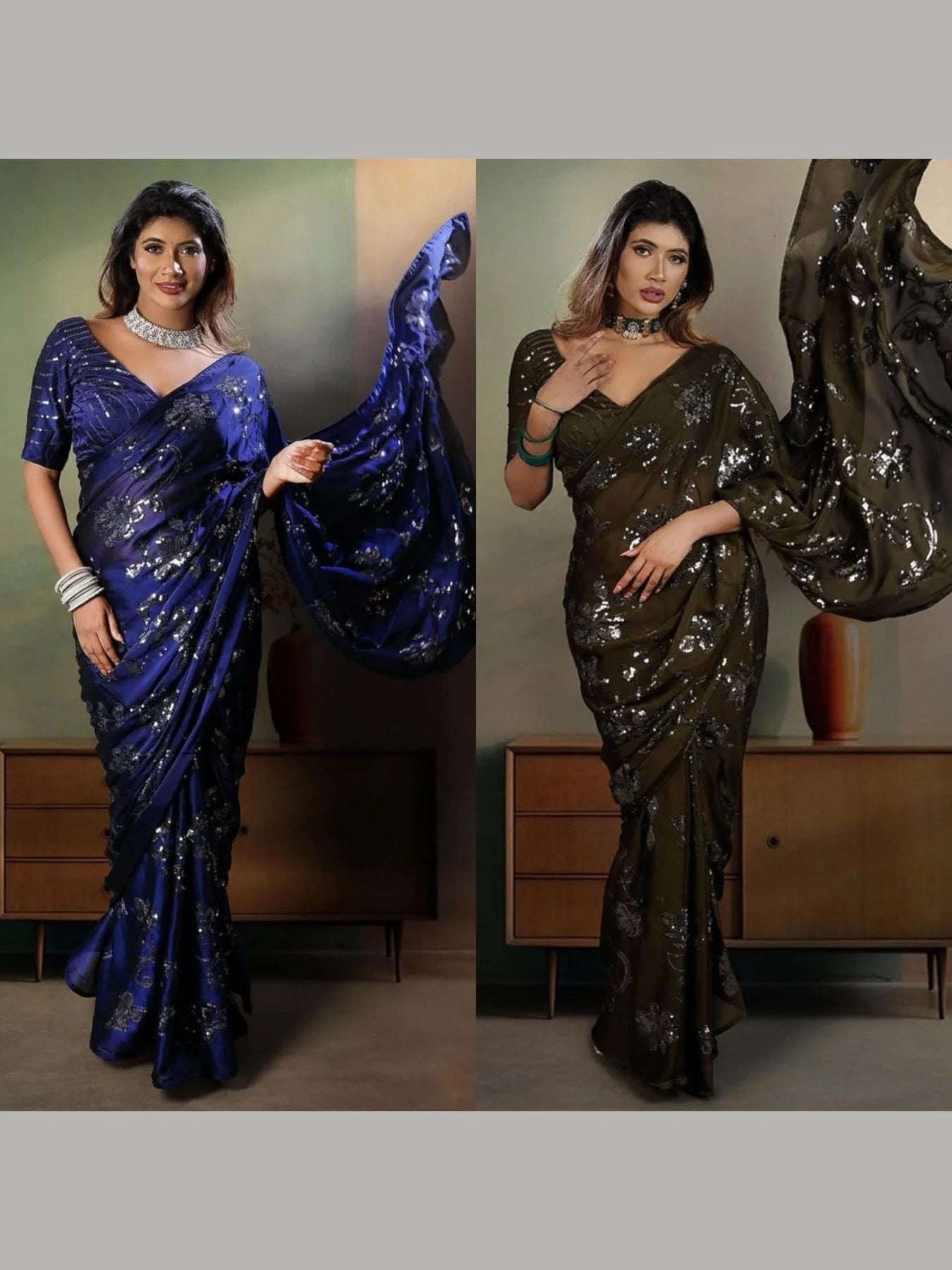 Bollywood Sequins Heavy Rangoli Silk Sareee With Embrodery Work