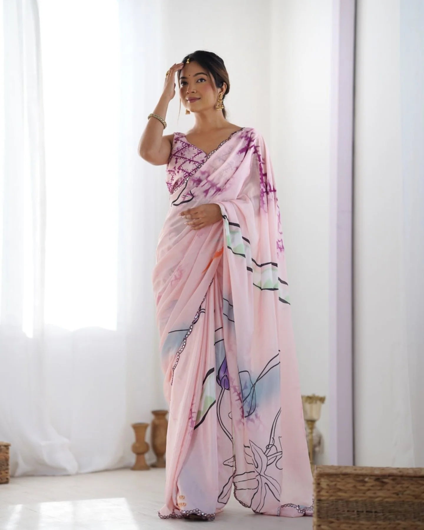 Floral Print Bollywood Crepe Saree & New Pattern Heavy Chinon Digital Print Saree Best Price
