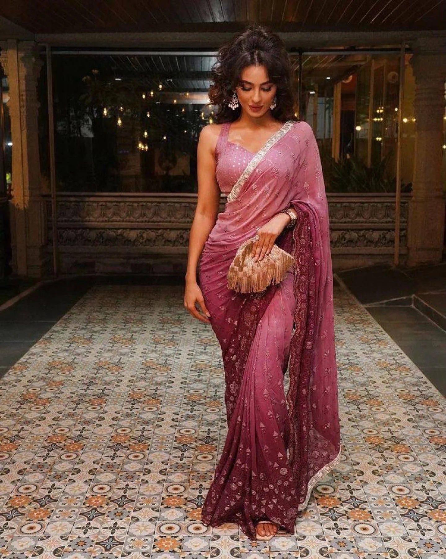Bollywood Style Georgette Saree With Sequence Embroidered Work