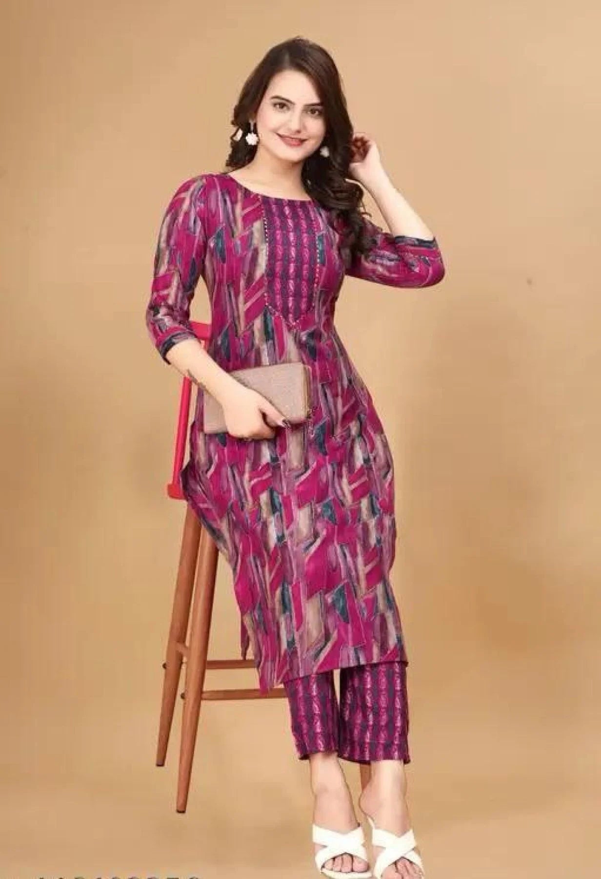 Women Kurta and Plazo Set Cotton Blend For Casual Wear