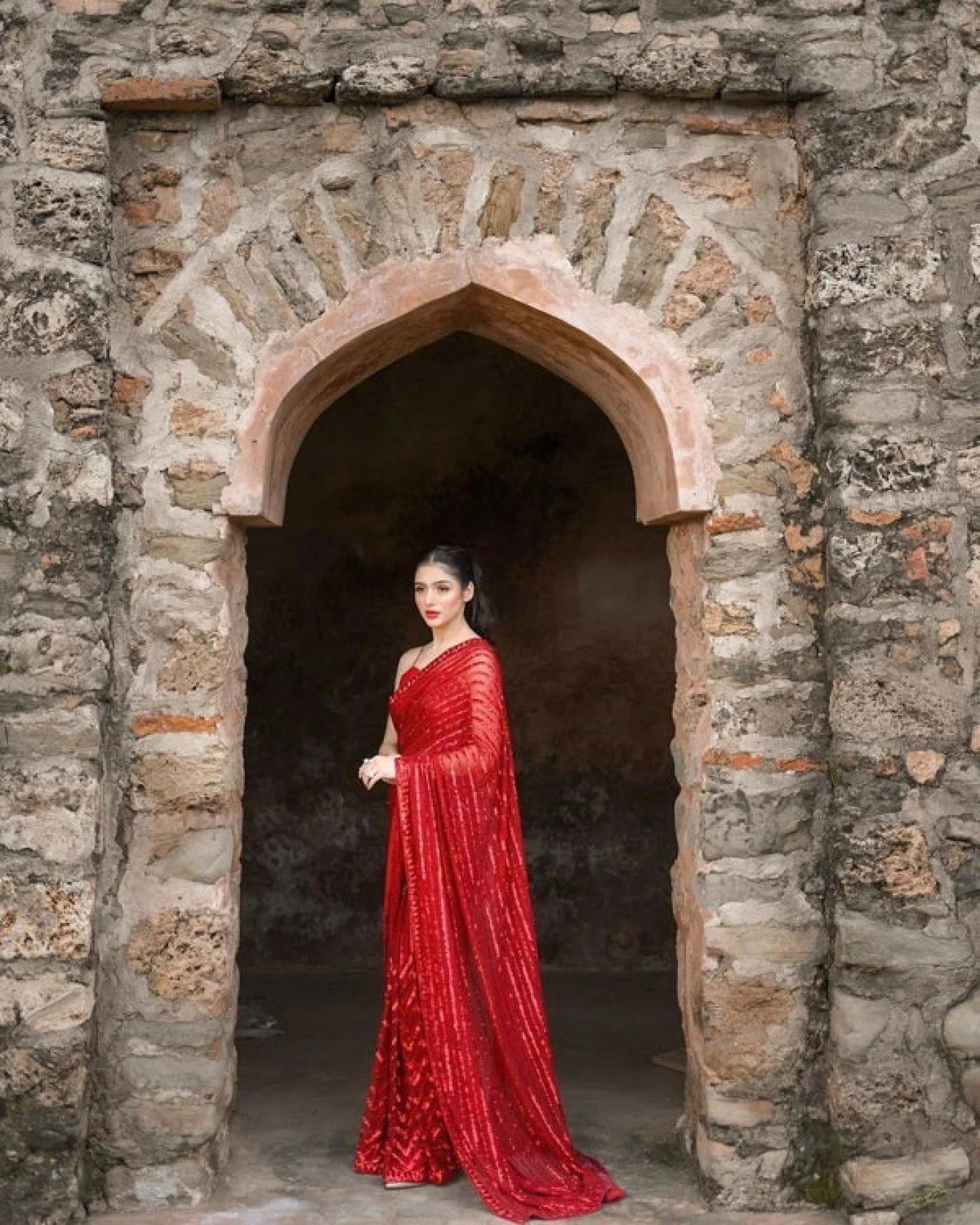 Party Wear Red Saree With Blouse Indian Sabyasachi Saree