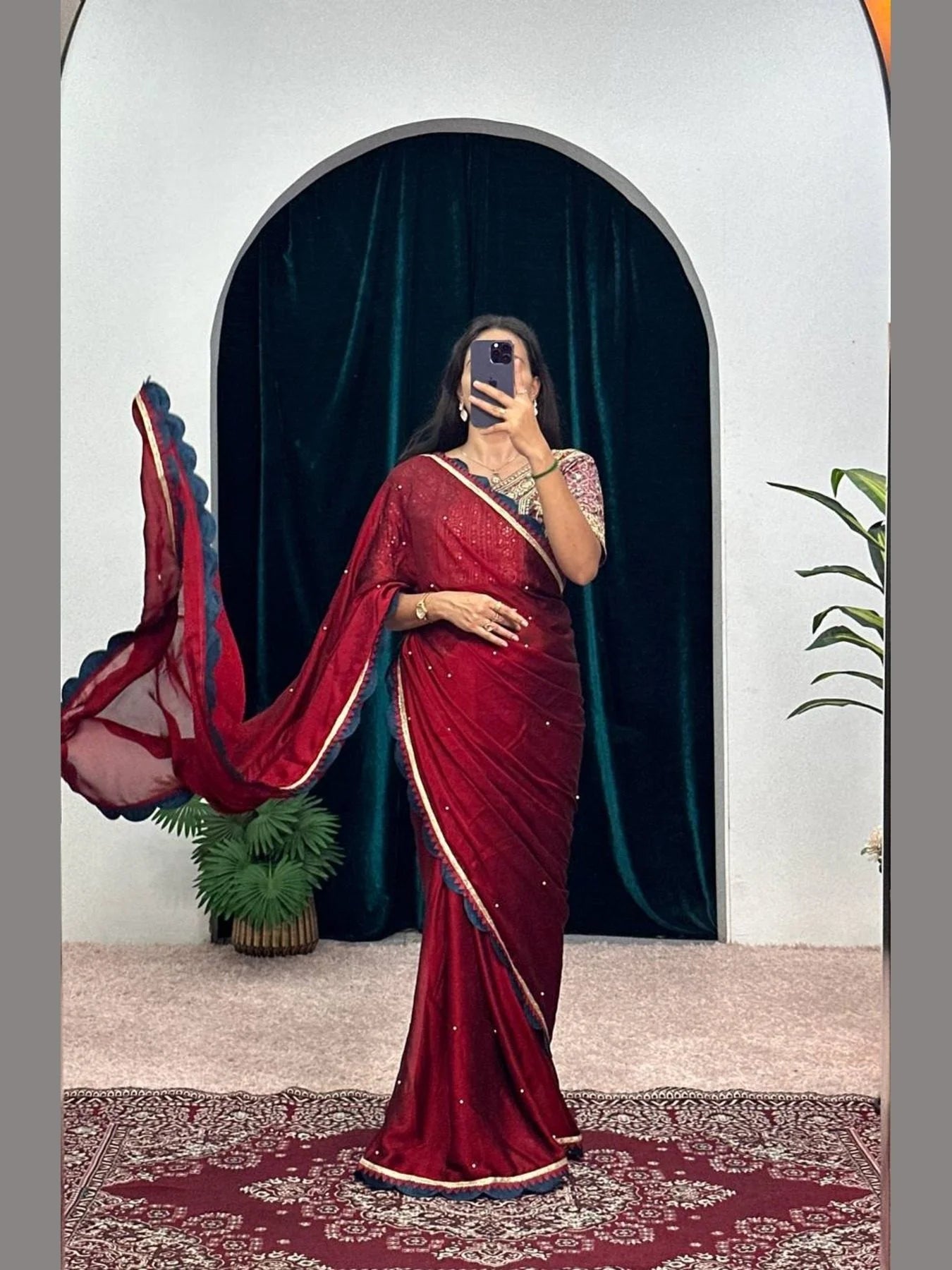 Buy Blomming Rangoli Saree With Embroidery Work