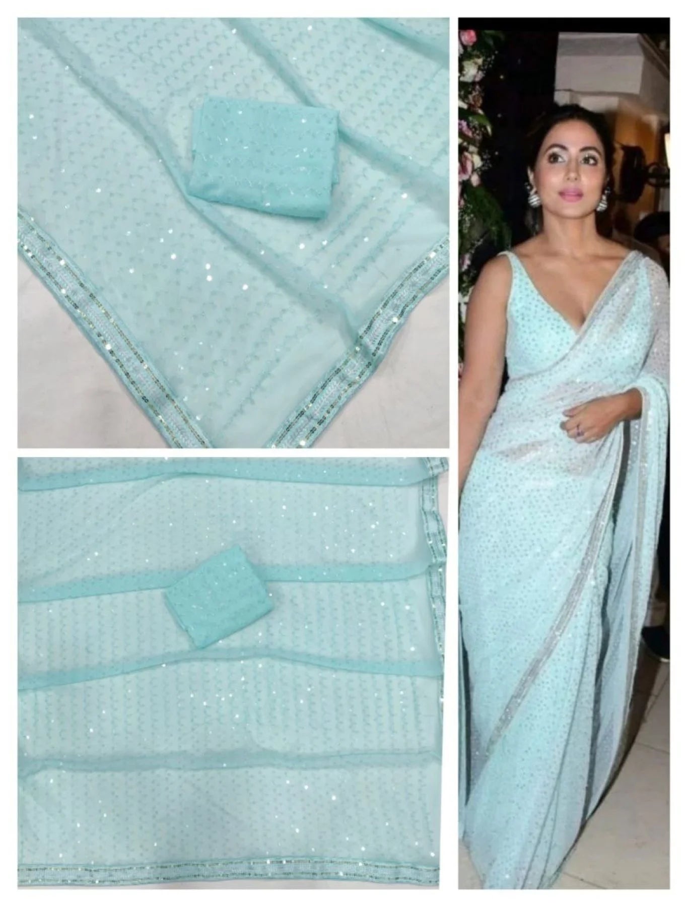Classic Embroidered Georgette Sequence Saree for Special Occasions