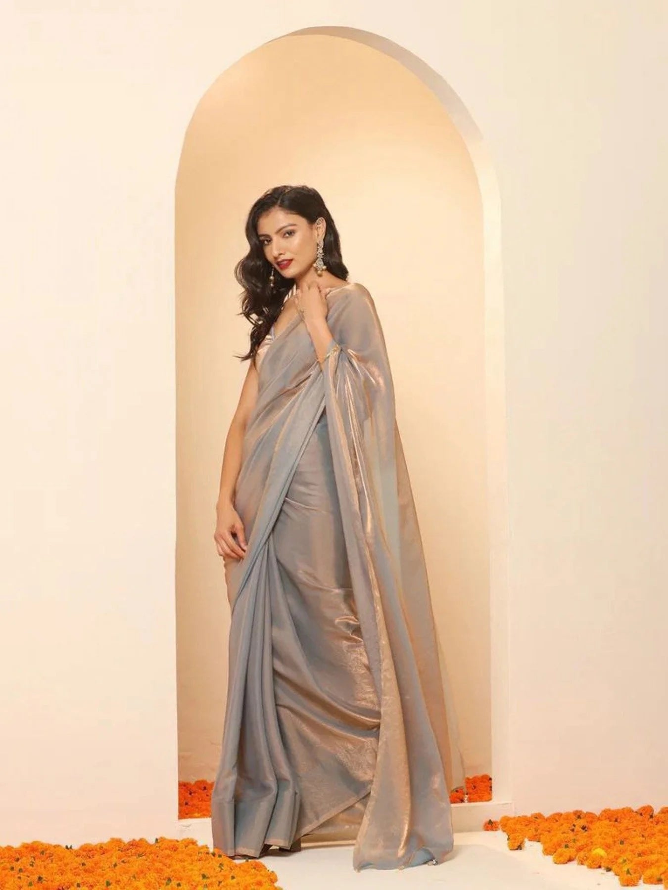 Special Golden Shaded Party Wear Saree