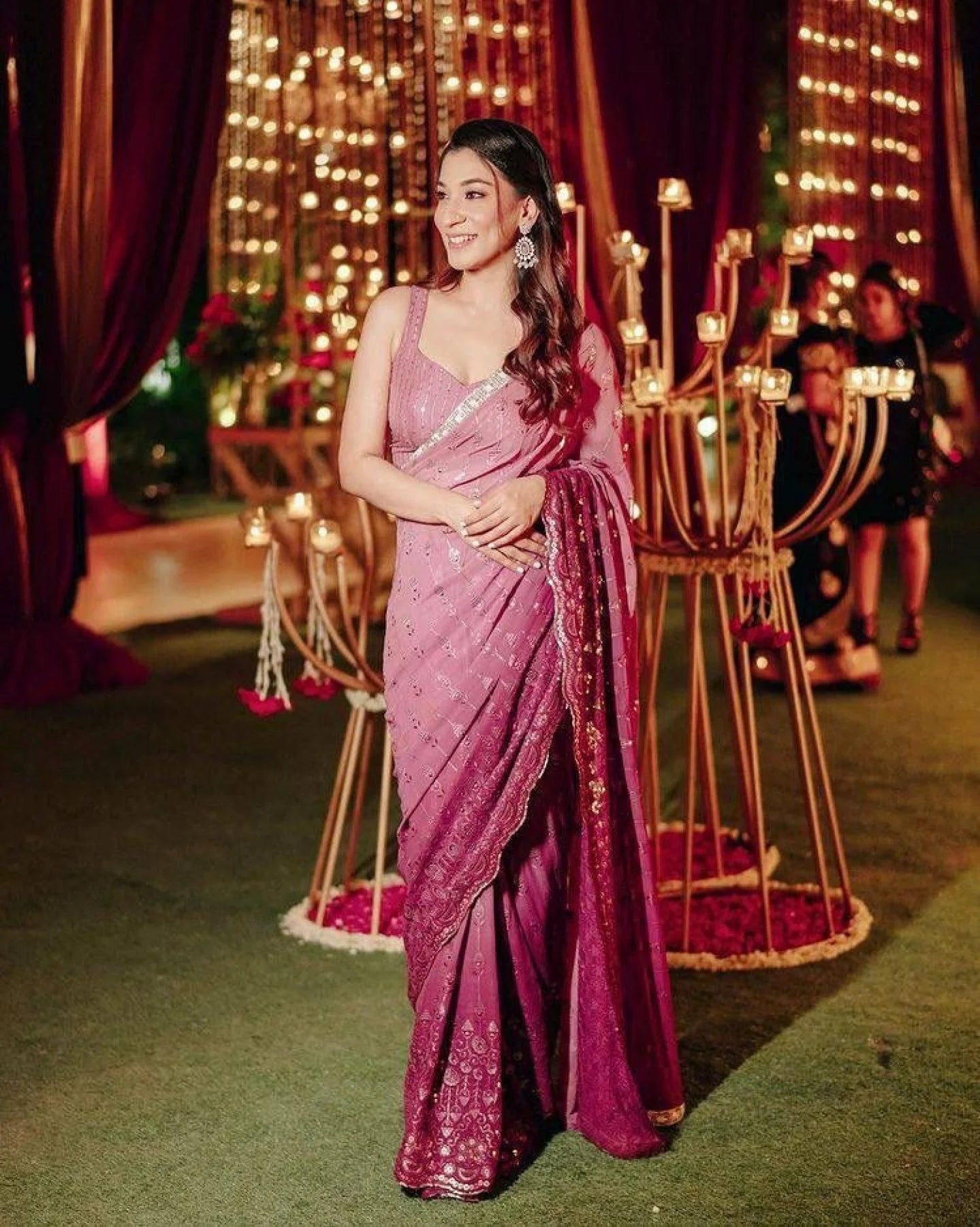 Bollywood Style Georgette Saree With Sequence Embroidered Work