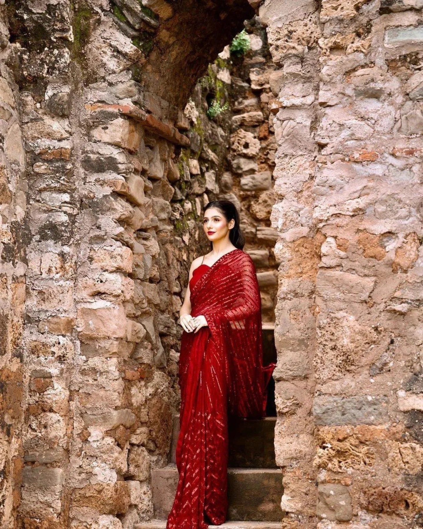 Party Wear Red Saree With Blouse Indian Sabyasachi Saree