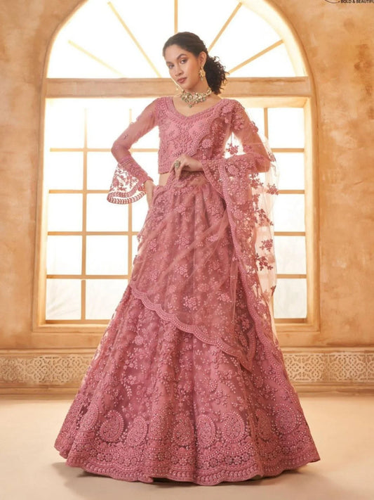 Designer Corded Embroidered Net Lehenga Ethnic Wear for Wedding Season 2025