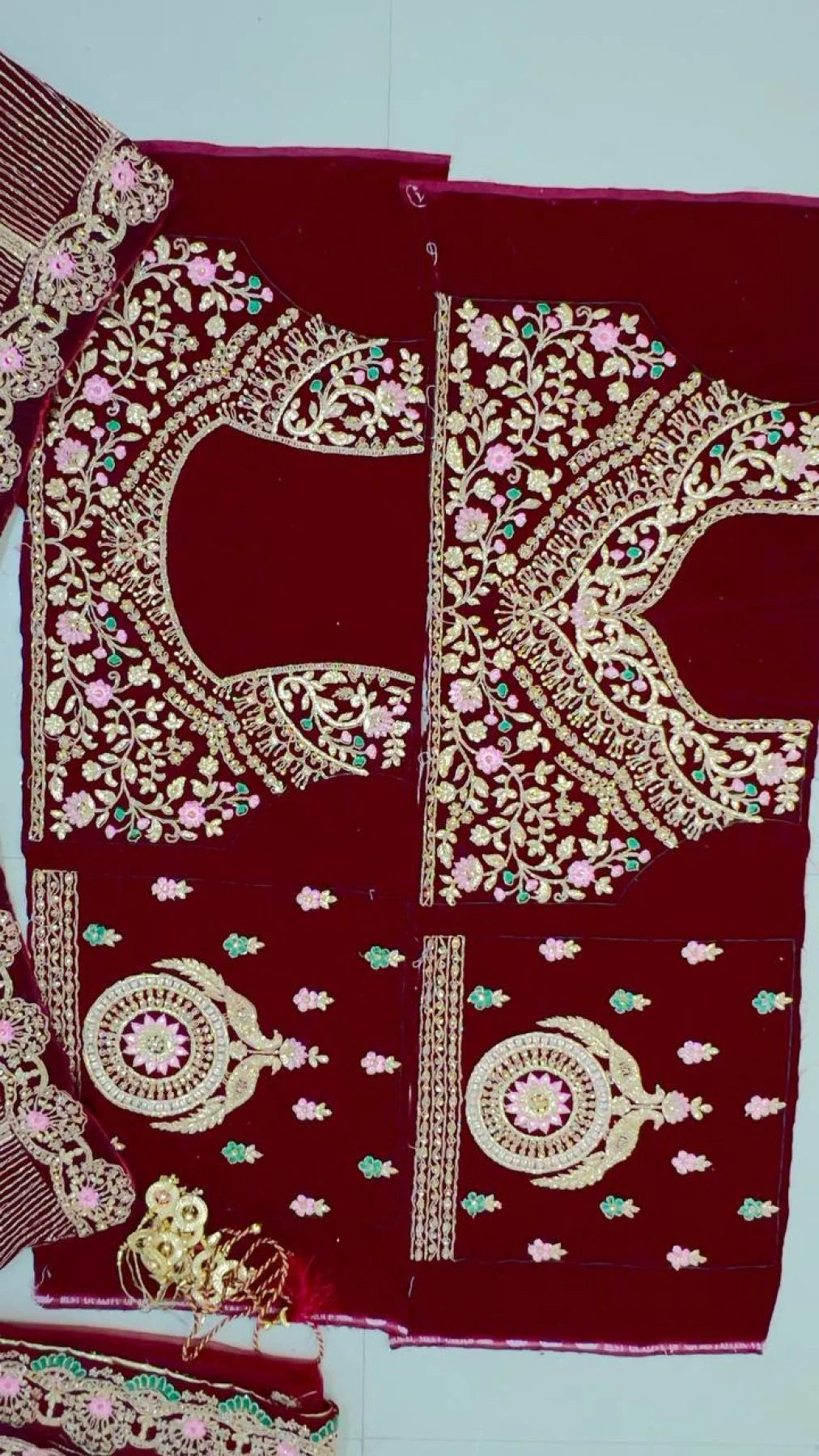 Designer Maroon Velvet Bridal Lehenga with Heavy Badla Zari Diamond Work Wholesale Manufacturer Rate by RoyalExport