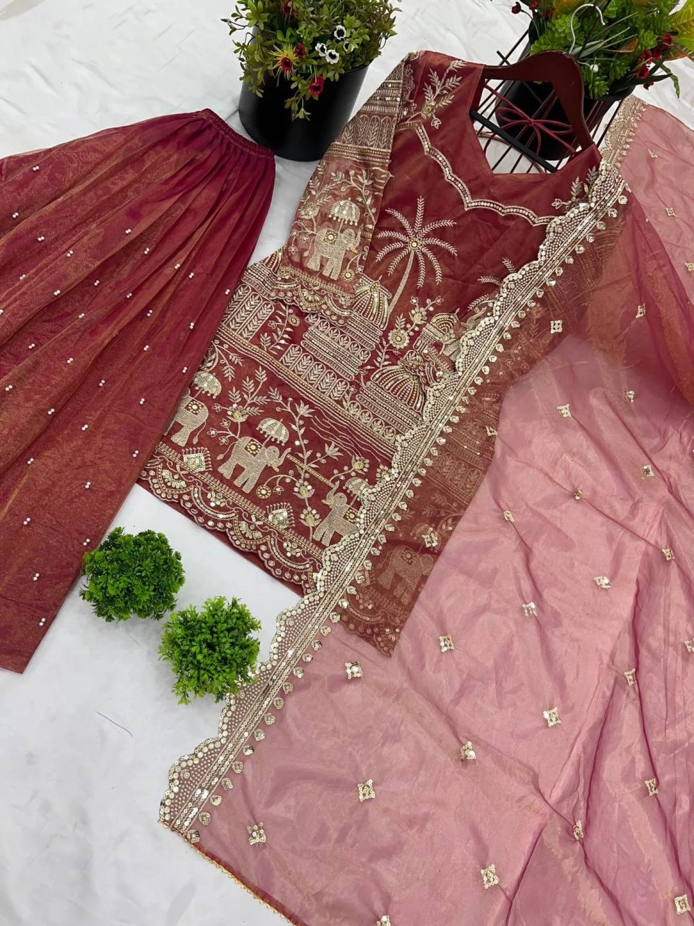 Designer Festive Kurta Sharara Set with Heavy Embroidery & Dupatta Wholesale Price